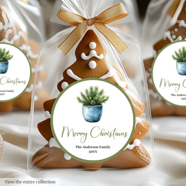 Calcomanía de corona de Navidad en acuarela bohemi (Bohemian Watercolor Christmas Wreath Sticker)