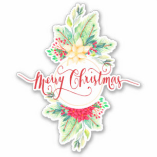 Calcomanía de corona de Navidad feliz