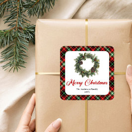 Calcomanía de corona de Navidad vintage personaliz