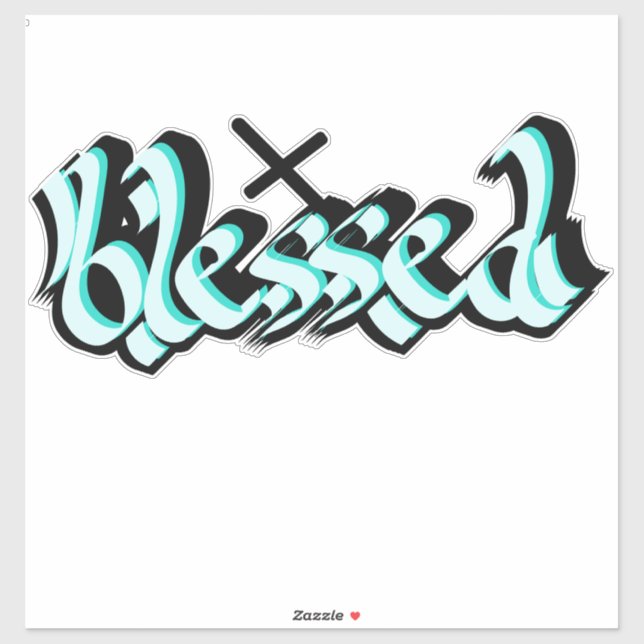 Calcomanía de cruz de caligrafía con letras de man (Hoja)