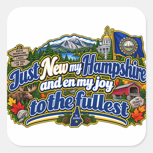 calcomanía de Cuadrado de New Hampshire (Anverso)