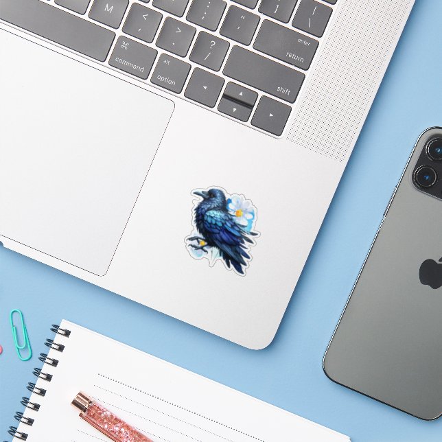 Calcomanía de Cuervo Místico Gótico – Pájaro Oscur (Ordenado portátil  con iPhone)