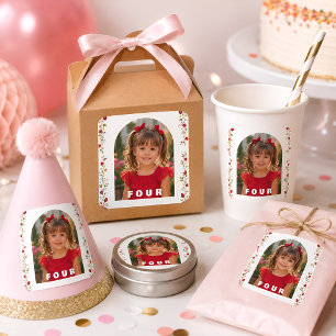 Calcomanía de cumpleaños número 4 niña con foto