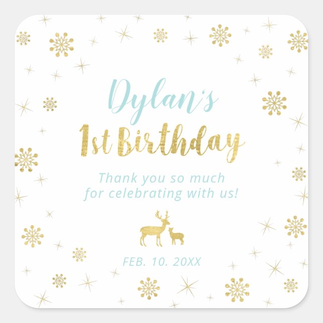 Calcomanía de cumpleaños número uno de oro persona (Anverso)