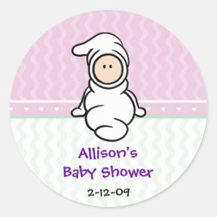 Calcomanía de Cutietoots Baby in White Shower Favo