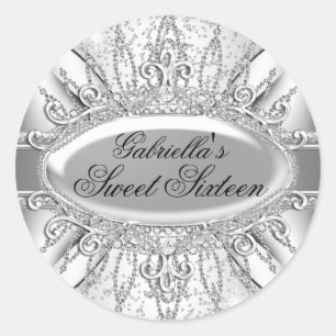 Calcomanía de Diamante Brillo Plateado Sweet 16