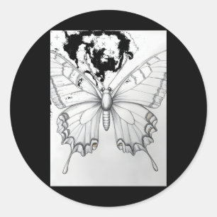 Calcomanía de dibujo a lápiz de mariposa monarca r