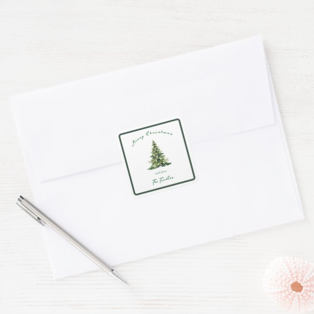 Calcomanía de dirección de árbol de Navidad en ver (Sobre)