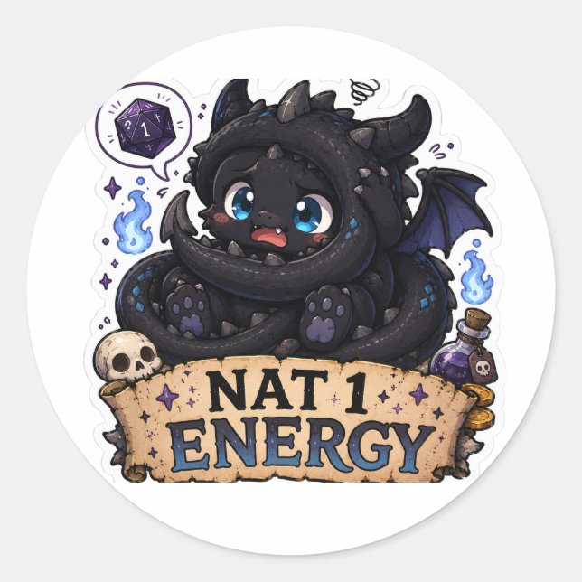 Calcomanía de Dragón Bebé con Energía Nat 1 para D (Anverso)