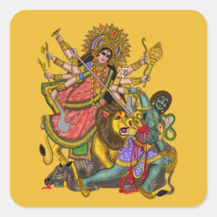 Calcomanía de Durga matando a Mahishasura