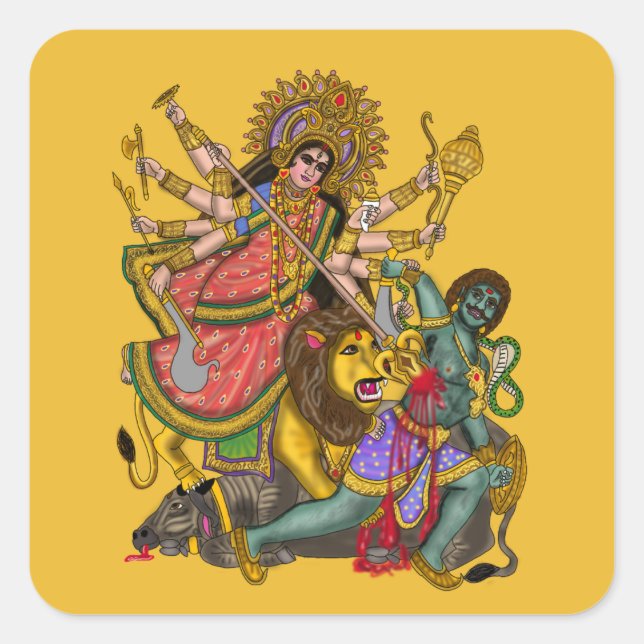 Calcomanía de Durga matando a Mahishasura (Anverso)