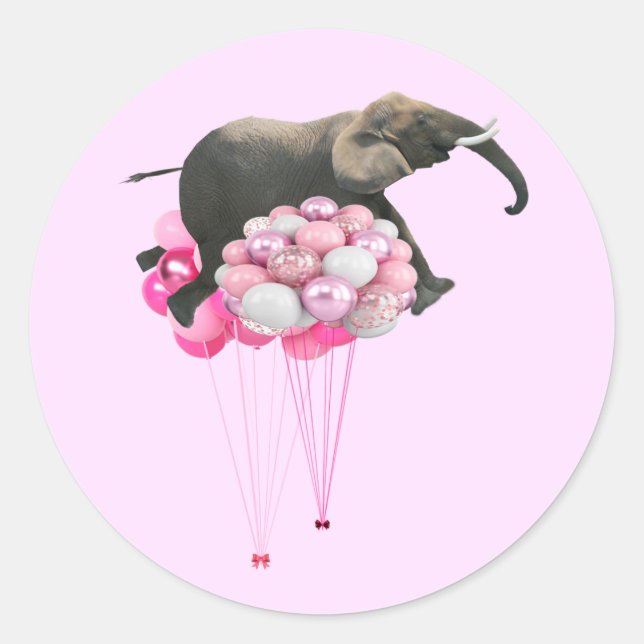 Calcomanía de elefante rosa flotante (Anverso)