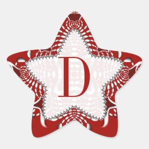Calcomanía de estrella roja con monograma de batik