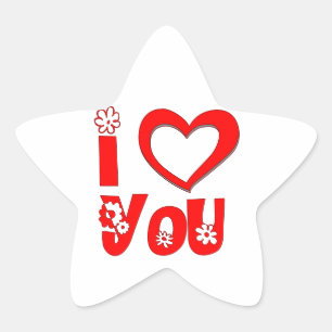 Calcomanía de estrella roja te amo