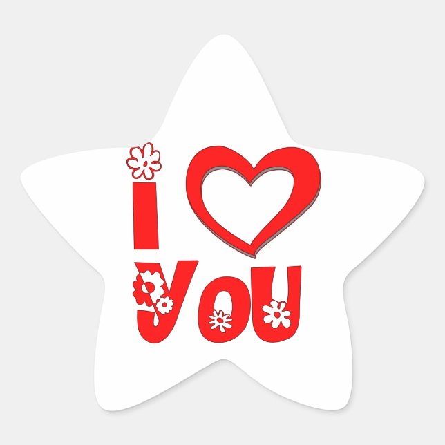 Calcomanía de estrella roja te amo (Anverso)