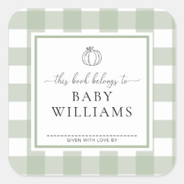 Calcomanía de etiqueta de libro de calabaza gingha