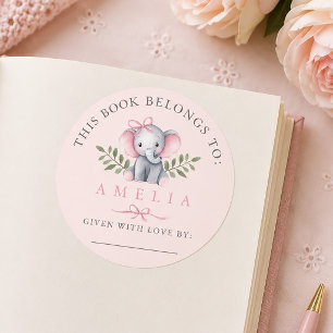 Calcomanía de etiqueta para libro de bebé Elefante