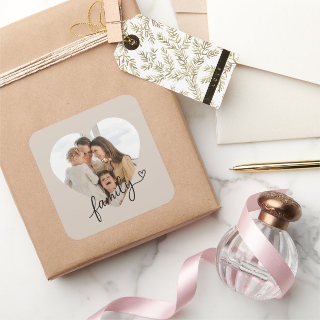 Calcomanía de familia con foto de corazón – Recuer (Regalar)