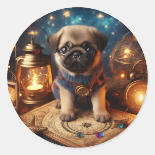 Calcomanía de Fantasía de Pug de Linterna Encantad