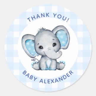 Calcomanía de Favor de Fiesta de Bebé Elefante Niñ