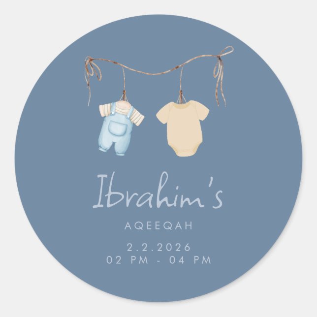 Calcomanía de Favor de Niño Dulce Aqeeqah (Anverso)