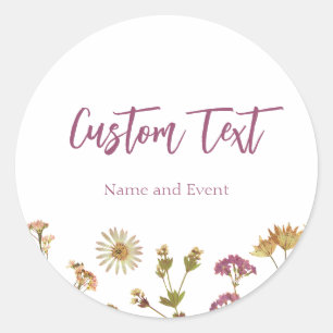 Calcomanía de Favor Personalizable Editable Flor S