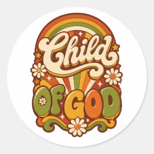 Calcomanía de fe retro &0s groovy Hijo de Dios