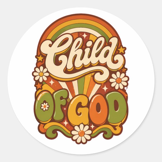 Calcomanía de fe retro &0s groovy Hijo de Dios  (Anverso)
