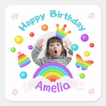 calcomanía de feliz cumpleaños nombre personalizad