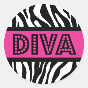 Calcomanía de fiesta con tipografía DIVA y estampa