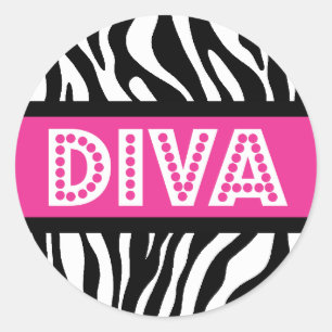 Calcomanía de fiesta con tipografía DIVA y estampa