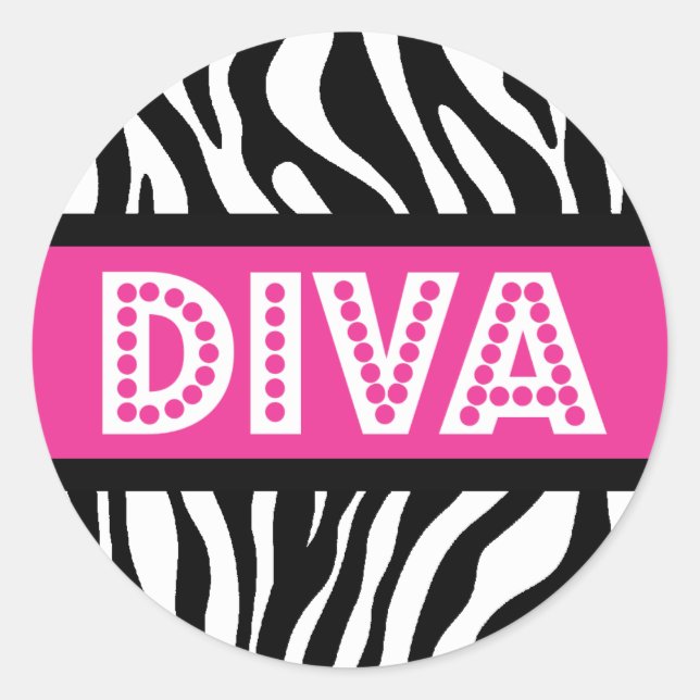 Calcomanía de fiesta con tipografía DIVA y estampa (Anverso)