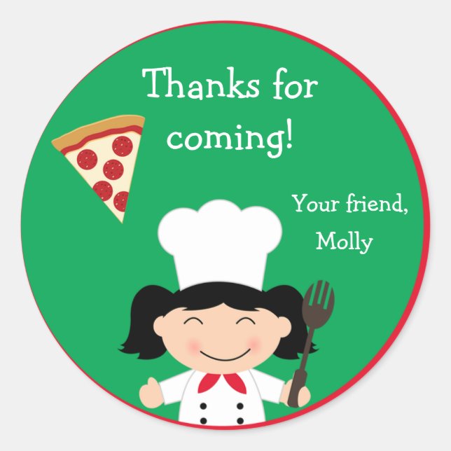 Calcomanía de Fiesta de Cumpleaños con Pizza (Anverso)