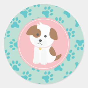 Calcomanía de fiesta de cumpleaños de cachorro ros