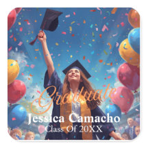 Calcomanía de foto de graduación moderna con letra