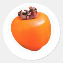 Calcomanía de fruta de caqui maduro minimalista, O
