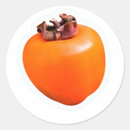 Calcomanía de fruta de caqui maduro minimalista, O