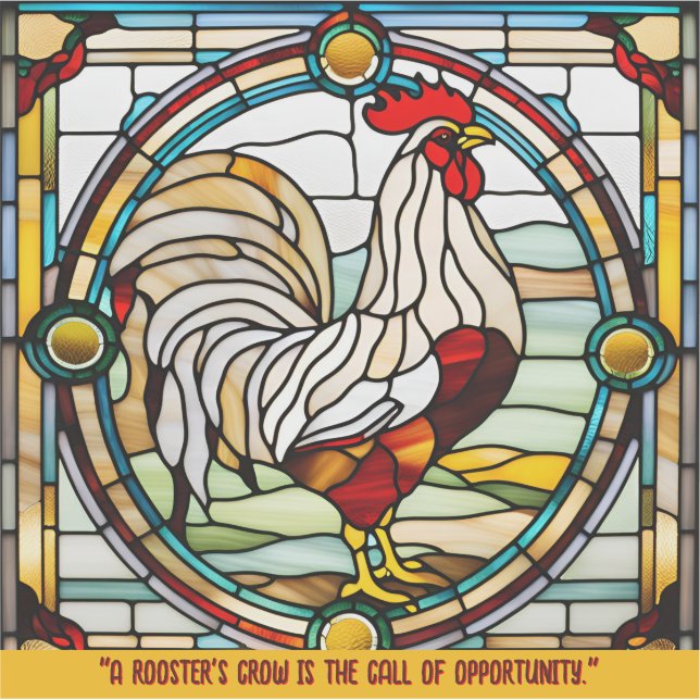 Calcomanía de gallo de vidrio emplomado falso pers (Anverso)