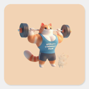 Calcomanía de gato de la mamá más fuerte del mundo