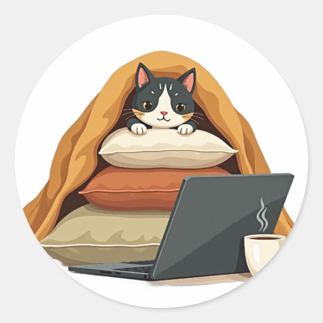 Calcomanía de gato en modo supervivencia de introv (Anverso)