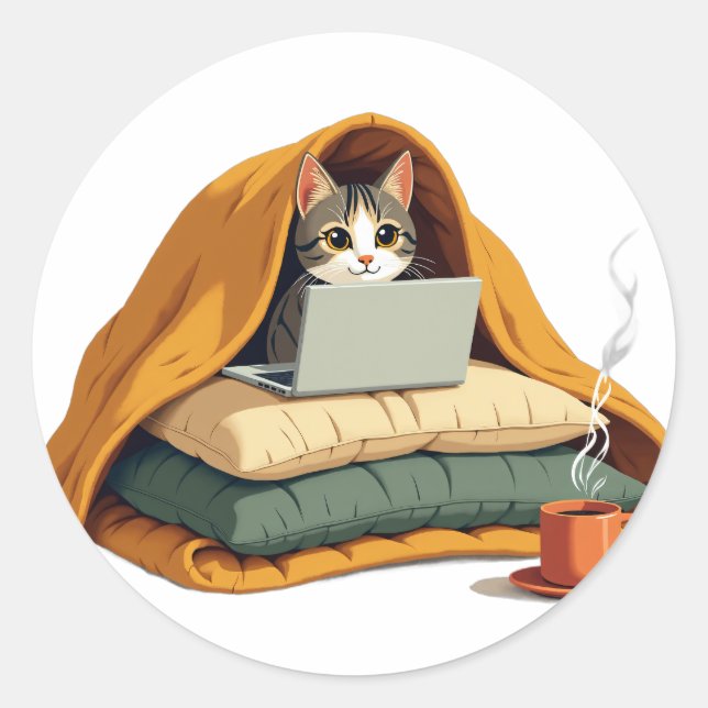 Calcomanía de gato en modo supervivencia introvert (Anverso)