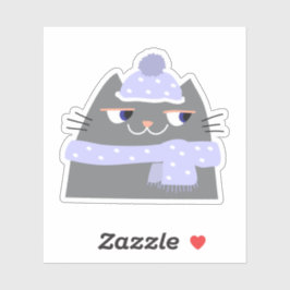 Calcomanía de gato lindo de invierno Diseño kawaii