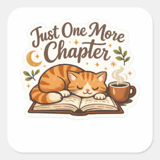 Calcomanía de gato lindo leyendo solo un capítulo