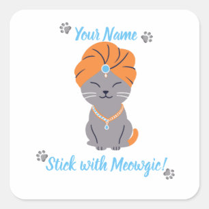 Calcomanía de gato lindo personalizada - Quédate c