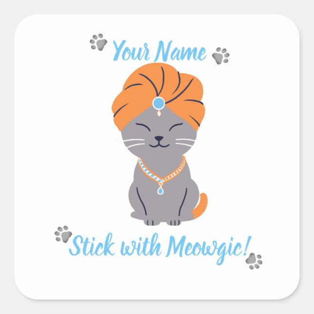 Calcomanía de gato lindo personalizada - Quédate c (Anverso)