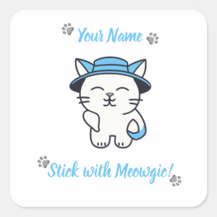 Calcomanía de gato lindo personalizada - Quédate c