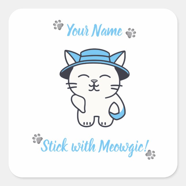 Calcomanía de gato lindo personalizada - Quédate c (Anverso)