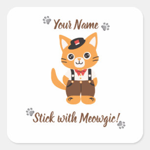 Calcomanía de gato lindo personalizada - Quédate c