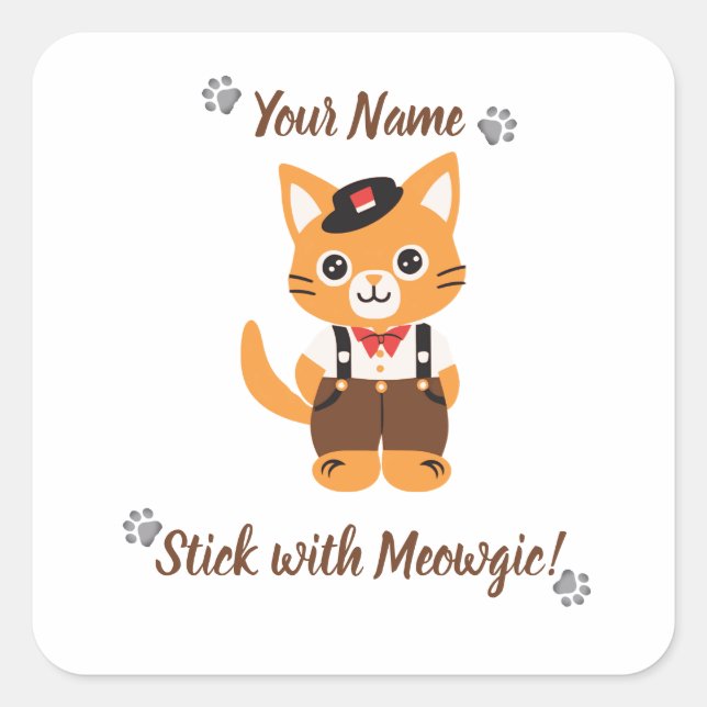 Calcomanía de gato lindo personalizada - Quédate c (Anverso)