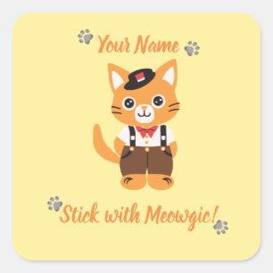 Calcomanía de gato lindo personalizada - Quédate c